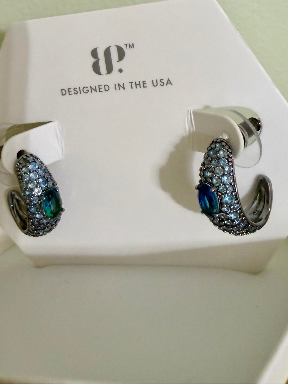 BP Jewelry Blue/Green bi color Hoop Earrings